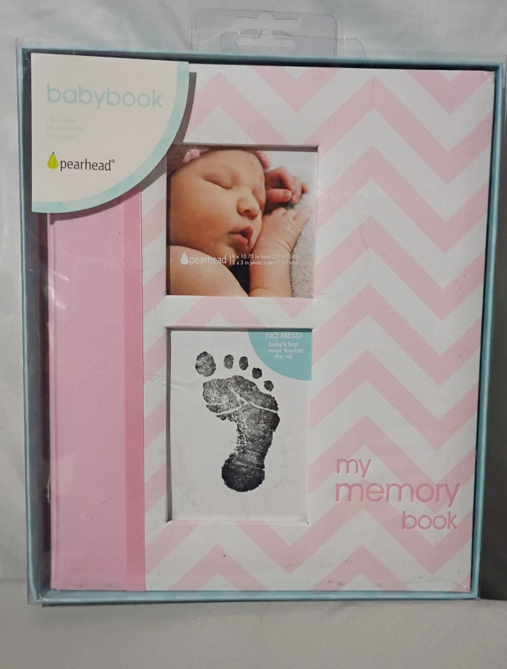 Pearhead chevron baby memory book-pink New In Box